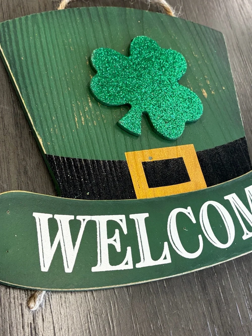 Assorted St. Patrick's Green Shamrock Welcome Sign and home decoration accents